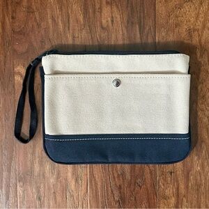 NEW Lands' End Medium Canvas Zipper Pouch - Radiant Navy